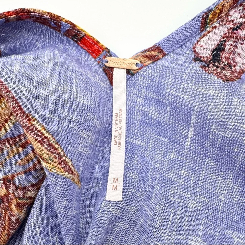 Free People Summer in Tulum Linen Blend Tunic Blue